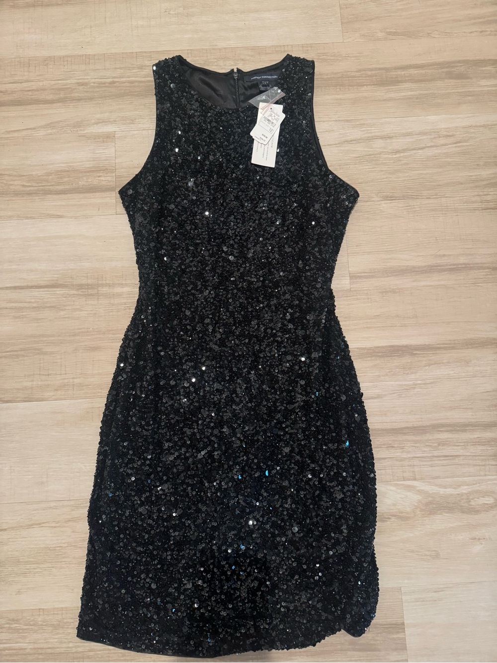 French Connection Black Sequin Sheath Mini Dress